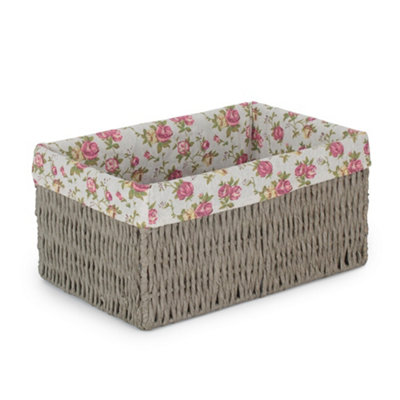 Red Hamper Garden Rose Paper Rope Storage Basket With Garden Rose Cotton Lining Medium