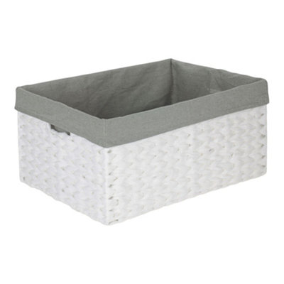 Red Hamper White Paper Rope Rectangular Storage Basket With Grey Cotton Lining from B&Q