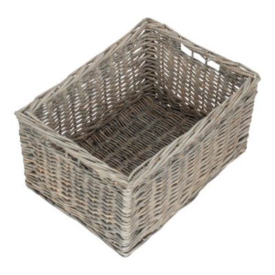 B&Q -  Large Grey Wash Unlined Willow Storage Baskets