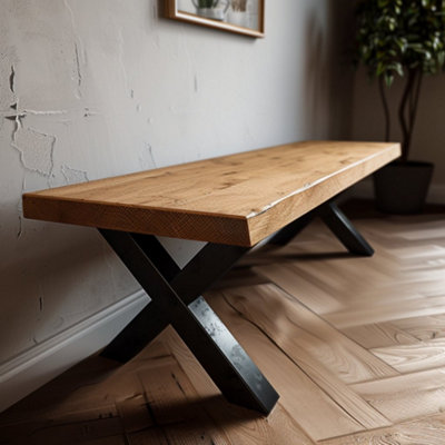 B&Q -  Rustic Bench With Chunky X Legs190Cm