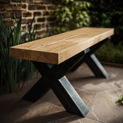B&Q -  Chunky Rustic Outdoor Garden Bench120Cm