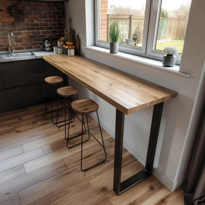 B&Q -  Staved Oak Breakfast Bar Table (Freestanding)
