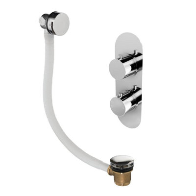 Plum&clay Emilia Chrome Round Concealed Thermostatic Shower Valve With Overflow Bath Filler from B&Q