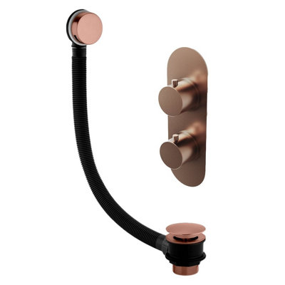Plum&clay Emilia Bronze Round Concealed Thermostatic Shower Valve With Overflow Bath Filler from B&Q