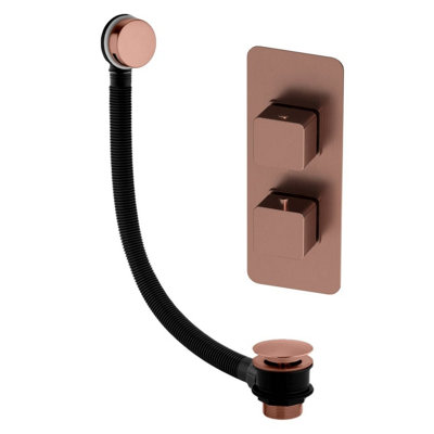 Plum&clay Alberto Bronze Square Concealed Thermostatic Shower Valve With Overflow Bath Filler from B&Q
