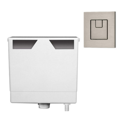 Plum&clay Ether Compact Concealed Dual Flush Cistern With Nickel Square Flush Button from B&Q