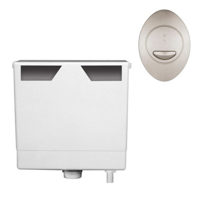 Plum&clay Ether Compact Concealed Dual Flush Cistern With Nickel Oval Flush Button from B&Q