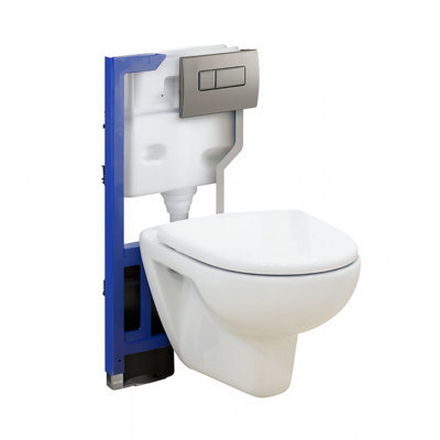 Plum&clay Wc Mounting Frame & Concealed Cistern For Wall Hung Toilets With Nickel Flush Plate (H)820mm from B&Q