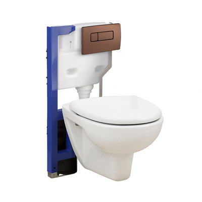 Plum&clay Wc Mounting Frame & Concealed Cistern For Wall Hung Toilets With Bronze Flush Plate (H)820mm from B&Q