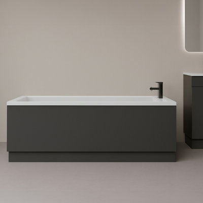 Plum&clay Romeo Matt Grey Front Bath Panel (L)1800mm from B&Q