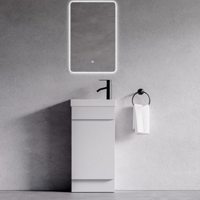 Plum&clay Romeo Matt White Floorstanding Cloakroom Vanity Unit With Basin (W)390mm from B&Q