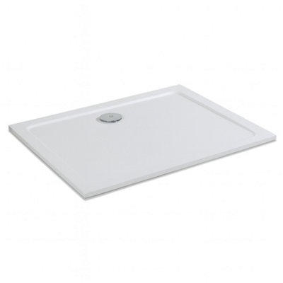 Plum&clay Magnesa White Rectangle Low Profile Shower Tray (L)1000mm (W)760mm (H)30mm from B&Q