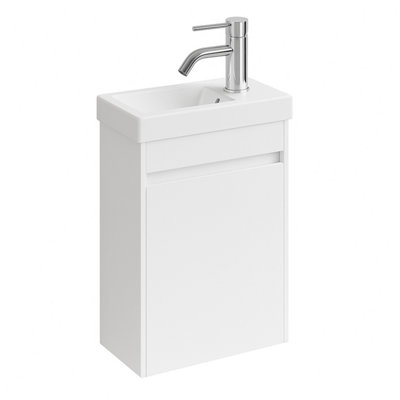 Plum&clay Romeo Matt White Wall Hung Cloakroom Vanity Unit With Basin & Chrome Tap (W)390mm from B&Q