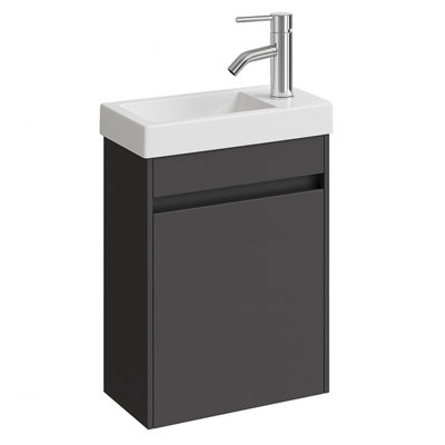 Plum&clay Romeo Matt Grey Wall Hung Cloakroom Vanity Unit With Basin & Chrome Tap (W)390mm from B&Q