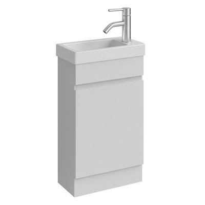 Plum&clay Romeo Matt White Floorstanding Cloakroom Vanity Unit With Basin & Chrome Tap (W)390mm from B&Q