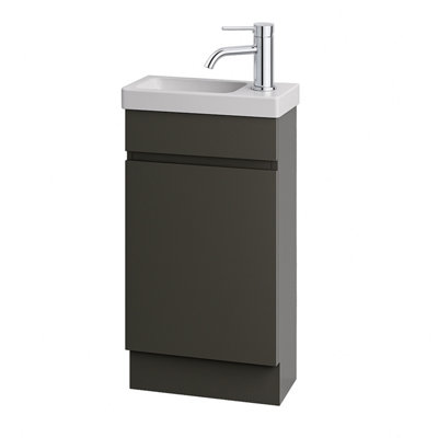 Plum&clay Romeo Matt Grey Floorstanding Cloakroom Vanity Unit With Basin & Chrome Tap (W)390mm from B&Q