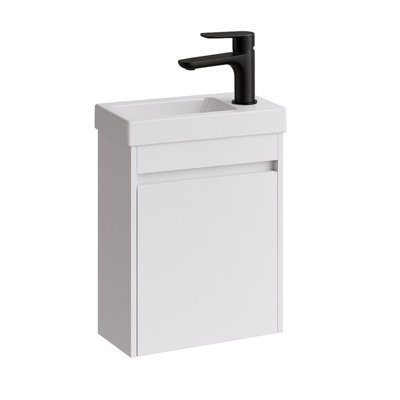 Plum&clay Romeo Matt White Wall Hung Cloakroom Vanity Unit With Basin & Black Tap (W)390mm from B&Q