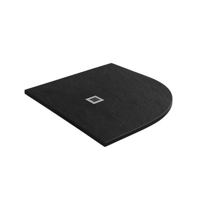 Plum&clay Pia Quadrant Black Slate Effect Shower Tray (L)900mm (W)900mm (H)25mm from B&Q