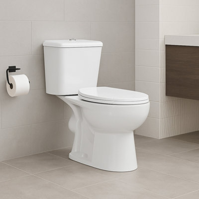 Plum&clay Lira White Ceramic Close Coupled Rimless Toilet Includes Soft Close Toilet Seat & Cistern from B&Q