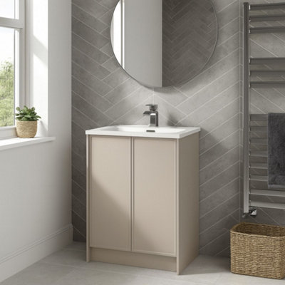 Plum&clay Jenner Light Pink Freestanding Vanity Unit & Basin Set (W)800mm (H)855mm from B&Q