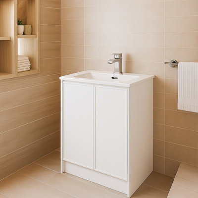 Plum&clay Jenner White Freestanding Vanity Unit & Basin Set (W)600mm (H)855mm from B&Q