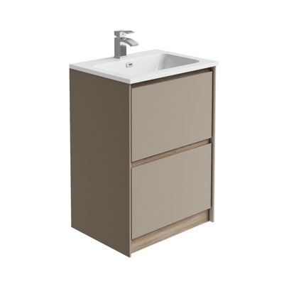 Plum&clay Norton Light Grey & Oak Freestanding Vanity Unit & Basin Set (W)600mm (H)855mm from B&Q