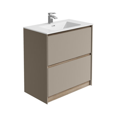 Plum&clay Norton Light Grey & Oak Freestanding Vanity Unit & Basin Set (W)800mm (H)855mm from B&Q
