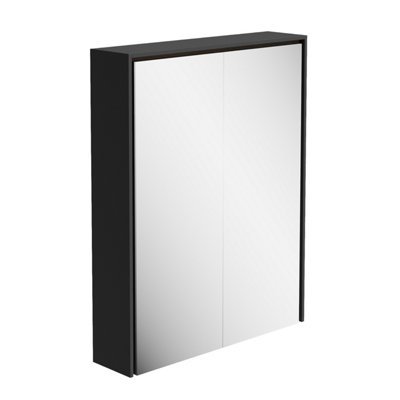 Plum&clay Norton Black Double Bathroom Mirrored Led Wall Cabinet (W)550mm (H)700mm from B&Q