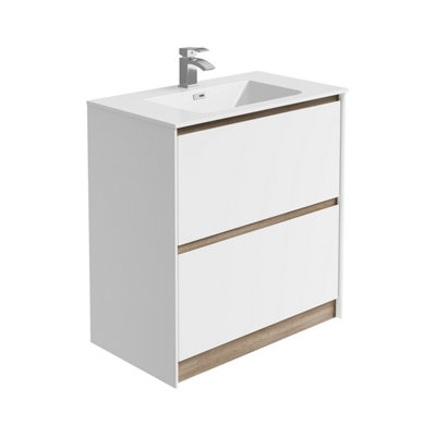 Plum&clay Norton White & Oak Freestanding Vanity Unit & Basin Set (W)800mm (H)855mm from B&Q