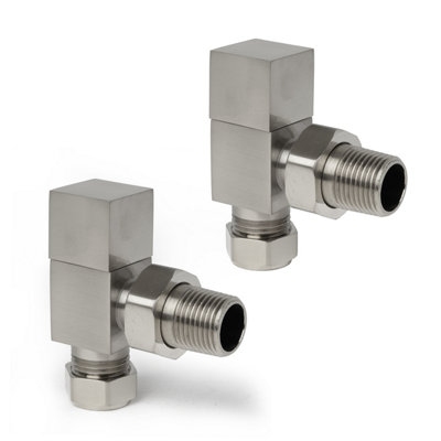 Plum&clay Pair Of Square Nickel Angled Radiator Valves from B&Q