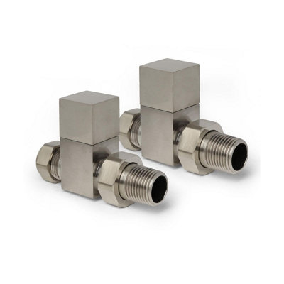 Plum&clay Pair Of Square Nickel Straight Radiator Valves from B&Q