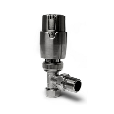 Plum&clay Pair Of Angled Gun Grey Thermostatic Radiator Valves from B&Q