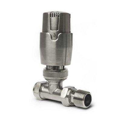 Plum&clay Pair Of Straight Nickel Thermostatic Radiator Valves from B&Q