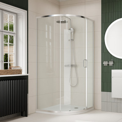 Plum&clay Clara Chrome Sliding Single Door Quadrant Shower Enclosure (L)800mm (W)800mm from B&Q