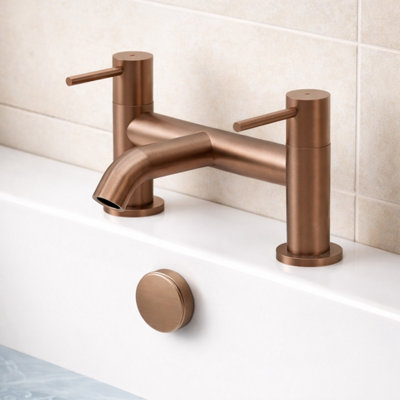 Plum&clay Emilia Brushed Bronze Round Deck-Mounted Bath Filler Tap from B&Q