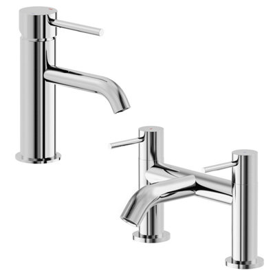 Plum&clay Emilia Chrome Basin & Bath Tap Round Deck-Mounted Mixer Tap from B&Q