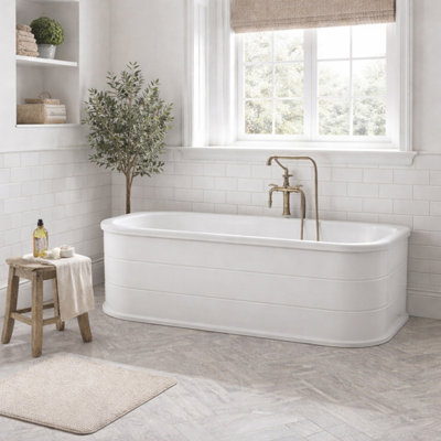 Plum&clay Carmon Freestanding Cast Iron Bath Primer Coated (L)1540 (W)780mm from B&Q