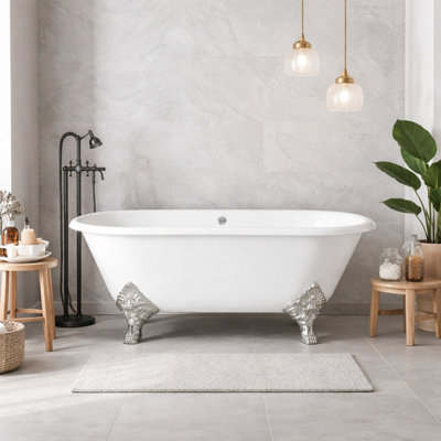 Plum&clay Aurelia Freestanding Roll Top Cast Iron Bath Primer Coated (L)1800 X (W)780mm from B&Q