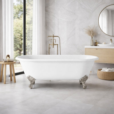 Plum&clay Aden Freestanding Cast Iron Bath Primer Bath (L)1700 X (W) 780mm from B&Q