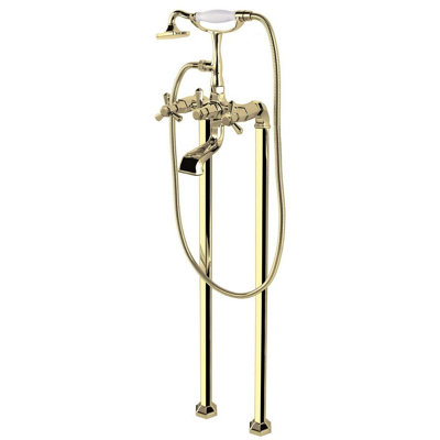 Plum&clay Marena Gold Floor Standing Bath Shower Mixer Tap from B&Q