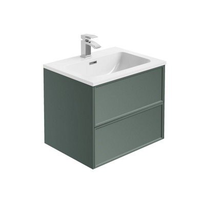 Plum&clay Jenner Green Wall Hung Vanity Unit & Basin Set (W)600mm (H)500mm from B&Q