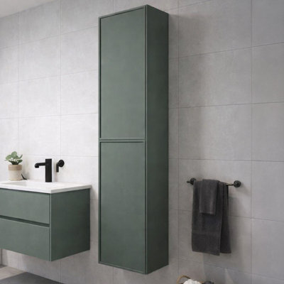 Plum&clay Jenner Green Wall Mounted Bathroom Tall Storage Cabinet (H)1500mm (W)400mm from B&Q