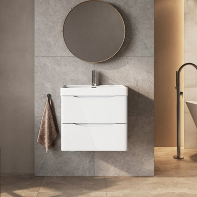 Plum&clay Eden Gloss White Wall Hung Vanity Unit With Ceramic Basin (W)600mm from B&Q