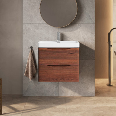 Plum&clay Eden Redwood Wall Hung Vanity Unit With Ceramic Basin (W)600mm from B&Q