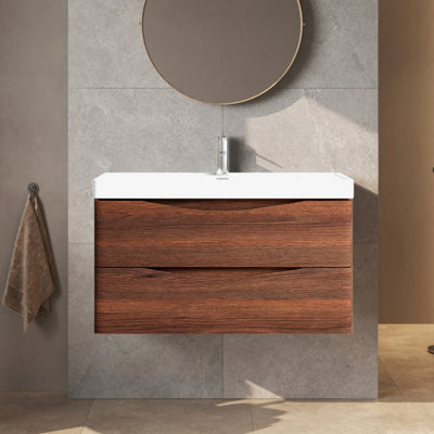 Plum&clay Eden Redwood Wall Hung Vanity Unit With Ceramic Basin (W)900mm from B&Q