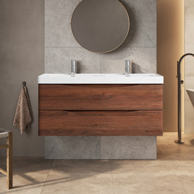 Plum&clay Eden Redwood Wall Hung Vanity Unit With Ceramic Basin (W)1200mm from B&Q