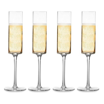 Magna Retail Edge Champagne Flutes 180Ml Set Of 4 Flat Bottom Prosecco Glasses Celebration Glassware For CelebrationsClear from B&Q