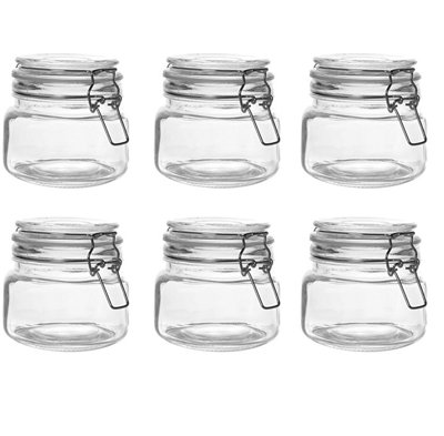 Glass Storage Jars Clip Top 500ml Airtight Containers Mason Jar - Set of 6 - Image 3