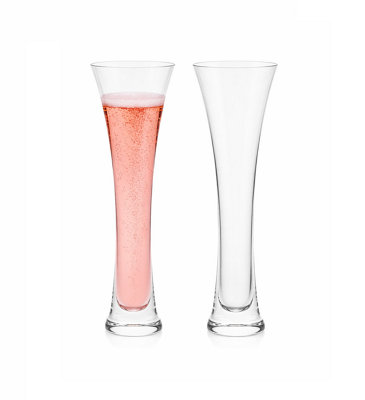 Magna Retail Champagne Flutes Pack Of 2 Stemless Prosecco Glasses Handmade Clear Crystal Champagne Glasses 200Ml from B&Q