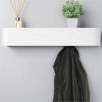 Magna Retail White Coat Rack Wall Mounted With Shelf And Hidden Hooks Modern Coat Stands For Hallway Solid Wood Veneer Panel Size 5 B&Q